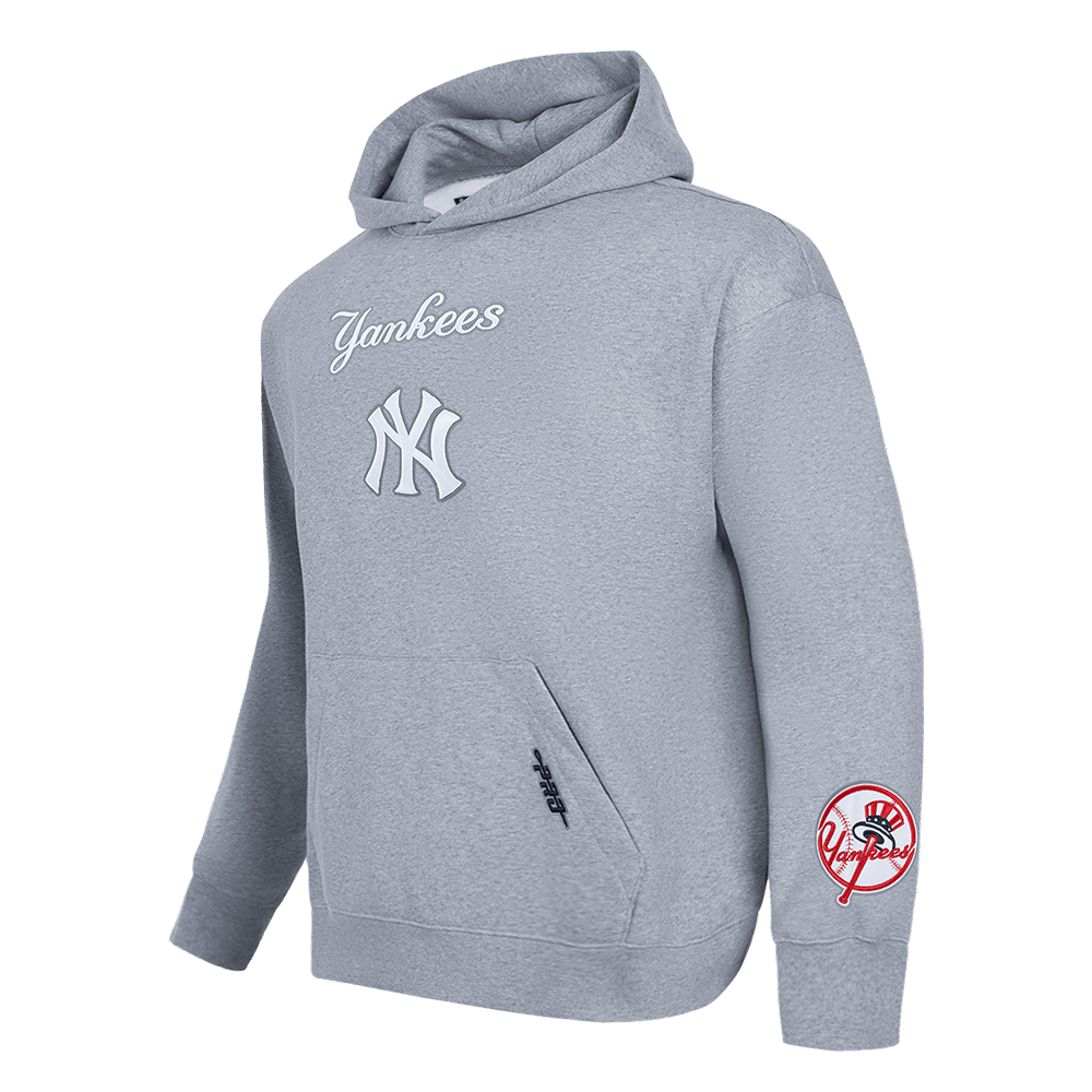 MLB NEW YORK YANKEES WINGSPAN MEN'S DROP SHOULDER FLC PO HOODIE (DARK HEATHER GRAY)