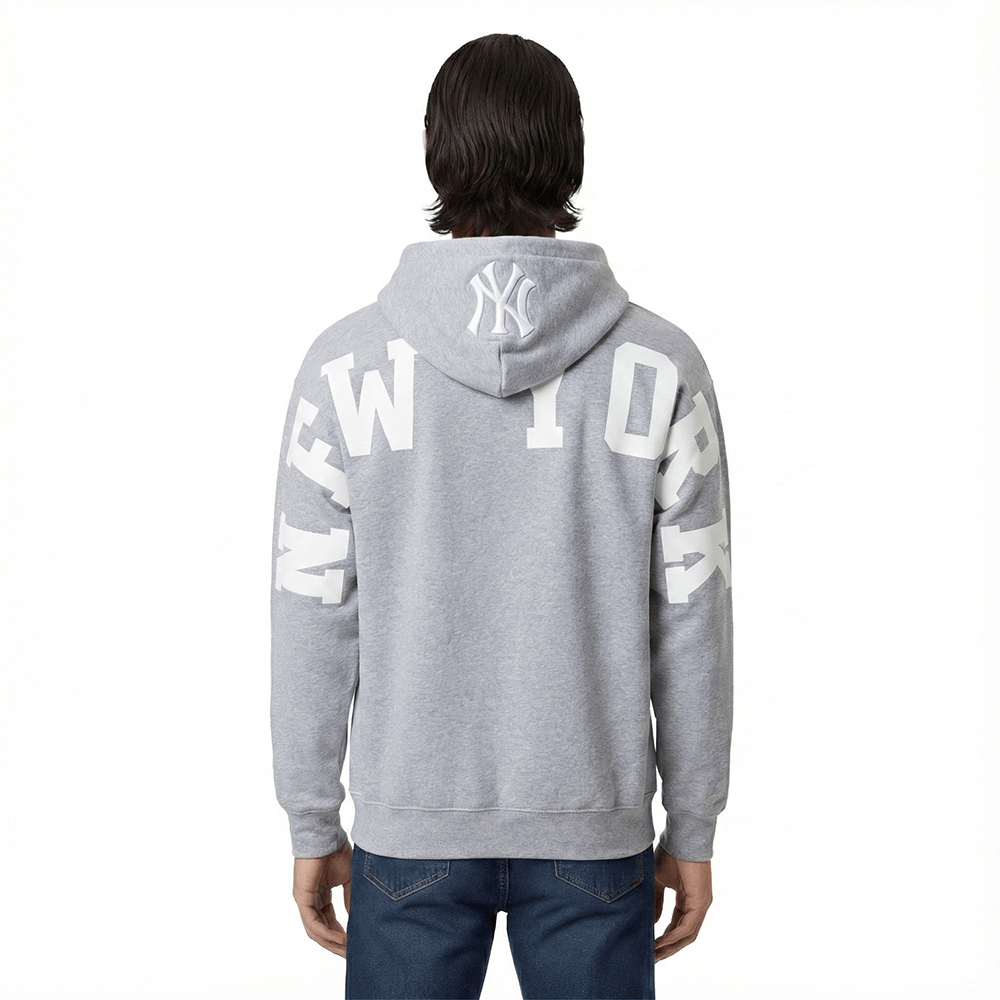 MLB NEW YORK YANKEES WINGSPAN MEN'S DROP SHOULDER FLC PO HOODIE (DARK HEATHER GRAY)