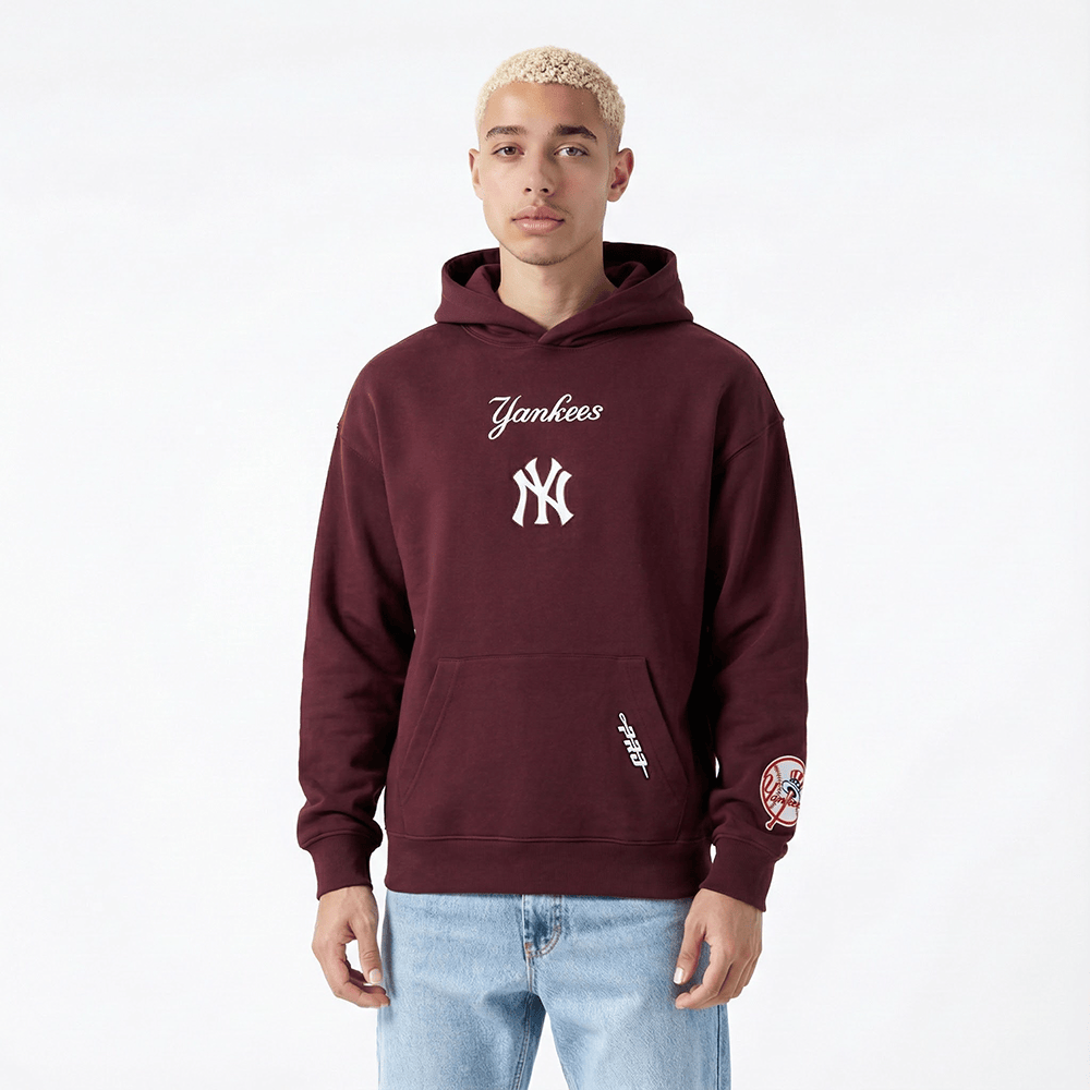 MLB NEW YORK YANKEES WINGSPAN MEN'S DROP SHOULDER FLC PO HOODIE (WINE)