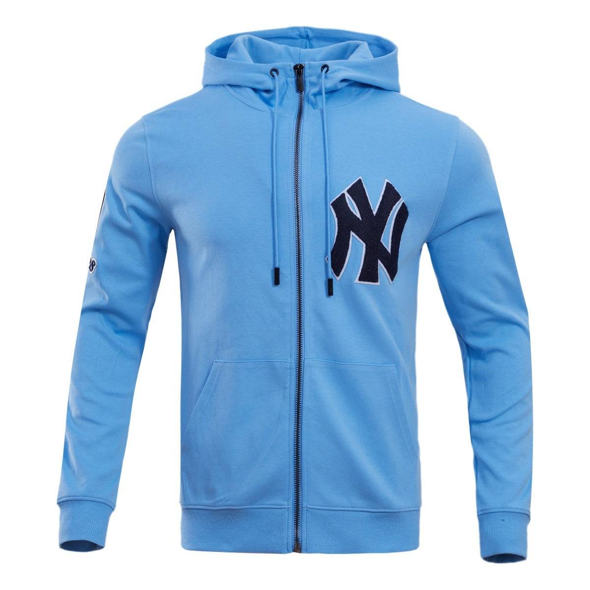 MLB NEW YORK YANKEES SUDADERA CON CAPUCHA Y CREMALLERA COMPLETA DE CHENILLA CLÁSICA PARA HOMBRE (AZUL UNIVERSITARIO)