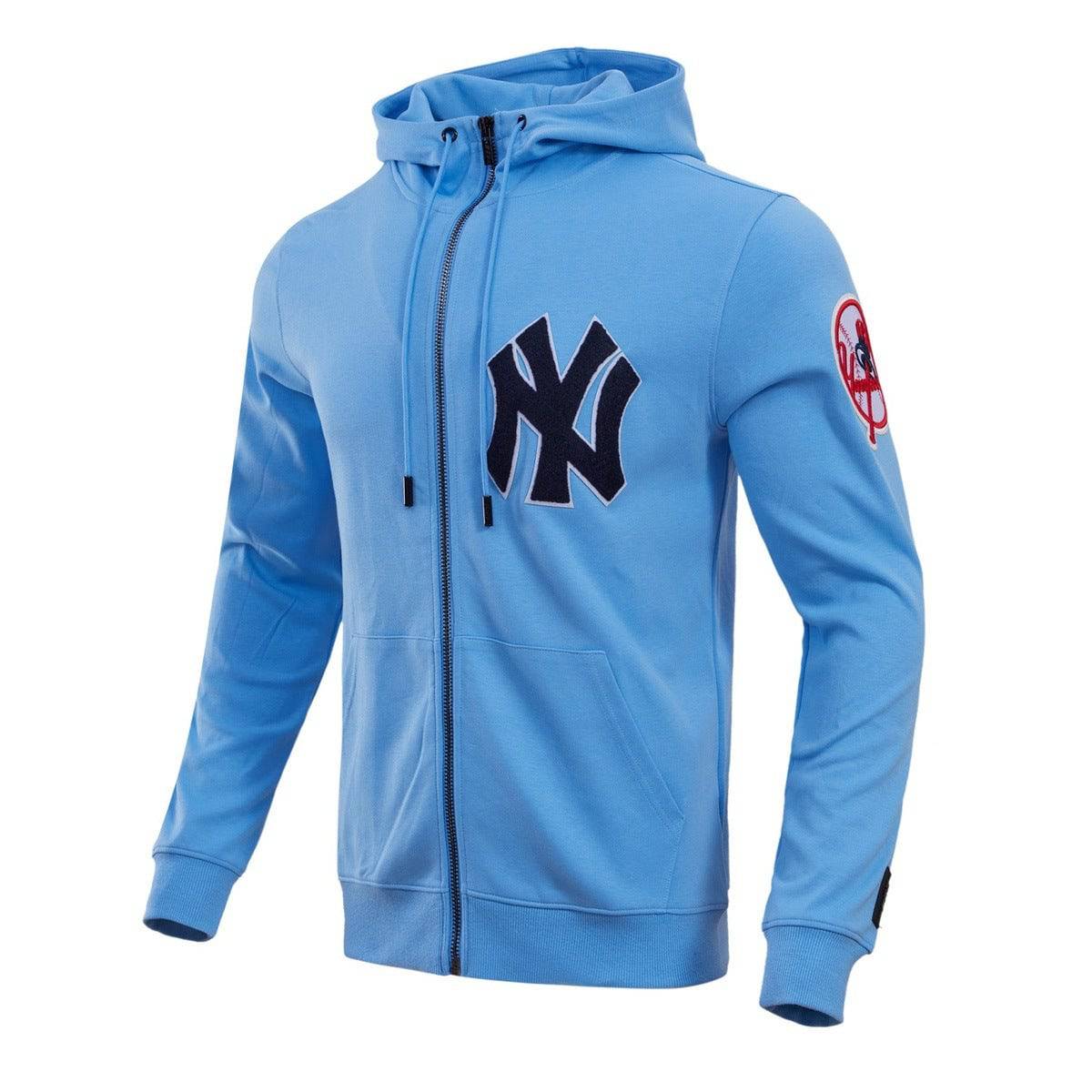 MLB NEW YORK YANKEES SUDADERA CON CAPUCHA Y CREMALLERA COMPLETA DE CHENILLA CLÁSICA PARA HOMBRE (AZUL UNIVERSITARIO)