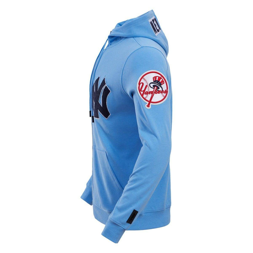 MLB NEW YORK YANKEES SUDADERA CON CAPUCHA Y CREMALLERA COMPLETA DE CHENILLA CLÁSICA PARA HOMBRE (AZUL UNIVERSITARIO)