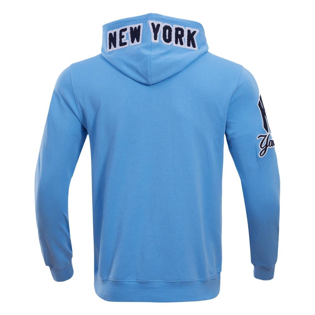 MLB NEW YORK YANKEES SUDADERA CON CAPUCHA Y CREMALLERA COMPLETA DE CHENILLA CLÁSICA PARA HOMBRE (AZUL UNIVERSITARIO)
