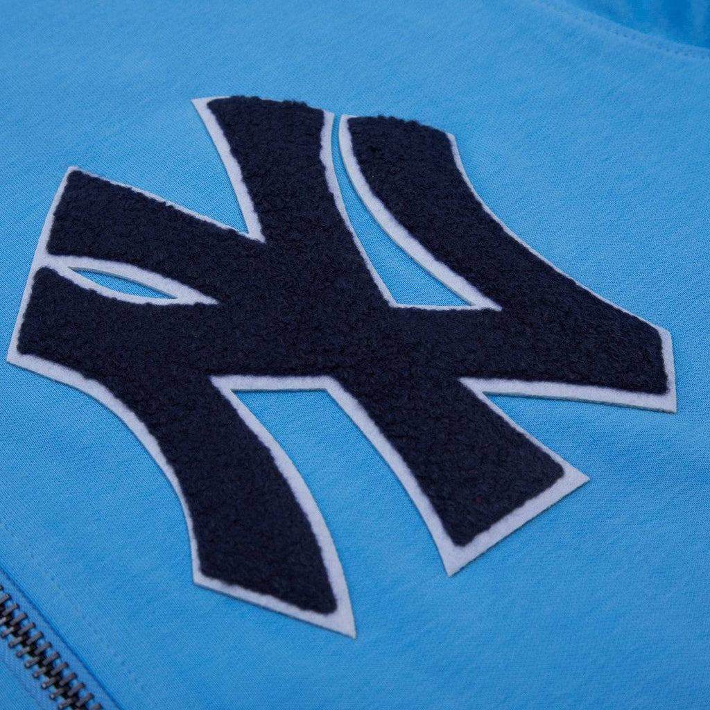 MLB NEW YORK YANKEES SUDADERA CON CAPUCHA Y CREMALLERA COMPLETA DE CHENILLA CLÁSICA PARA HOMBRE (AZUL UNIVERSITARIO)