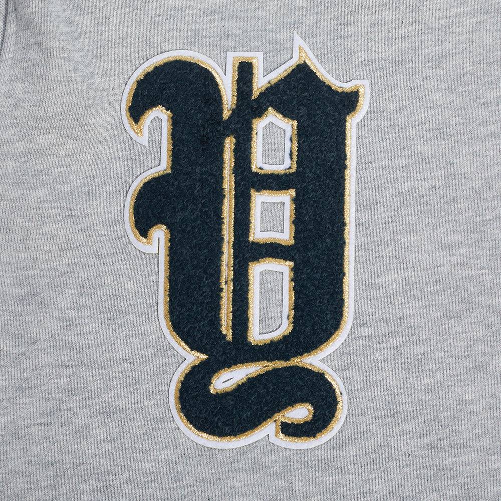MLB NEW YORK YANKEES PRO PREP RIB FLEECE MEN'S PULLOVER HOODIE (HEATHER GREY/MIDNIGHT NAVY)