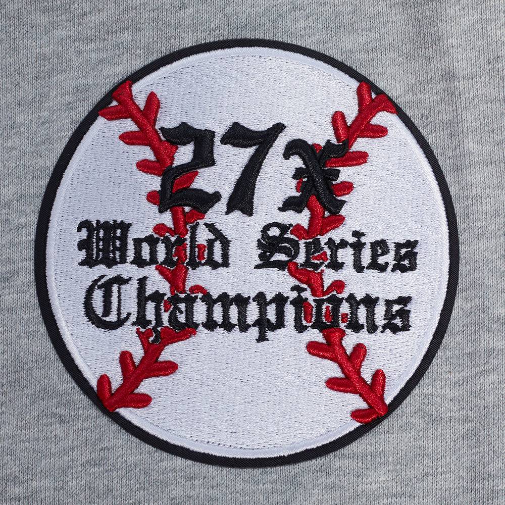 MLB NEW YORK YANKEES PRO PREP RIB FLEECE MEN'S PULLOVER HOODIE (HEATHER GREY/MIDNIGHT NAVY)