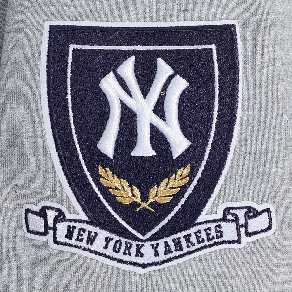 MLB NEW YORK YANKEES PRO PREP RIB FLEECE MEN'S PULLOVER HOODIE (HEATHER GREY/MIDNIGHT NAVY)