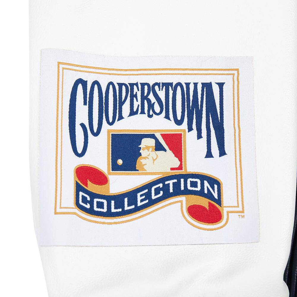 MLB NEW YORK YANKEES BEST OF MEN'S LEATHER VARSITY JACKET (MIDNIGHT NAVY/WHITE)