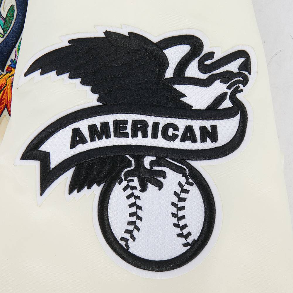 CHAQUETA DE SATÉN PARA HOMBRE MLB NEW YORK YANKEES PARADISE (BLANCO HUESO/ NEGRO)