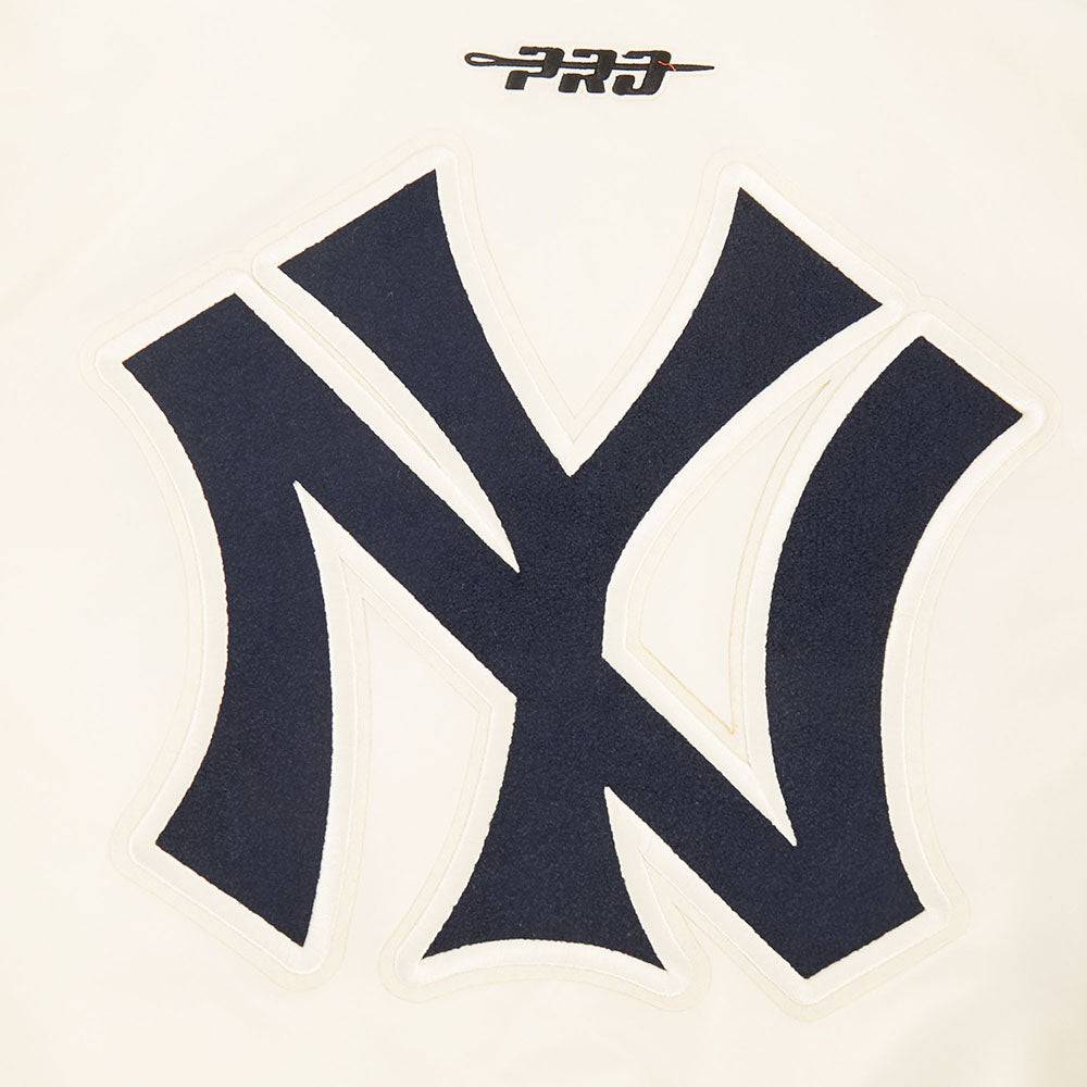 MLB NEW YORK YANKEES RETRO CLASSICS MEN'S RIB WOOL VARSITY JACKET (EGGSHELL/ MIDNIGHT NAVY)