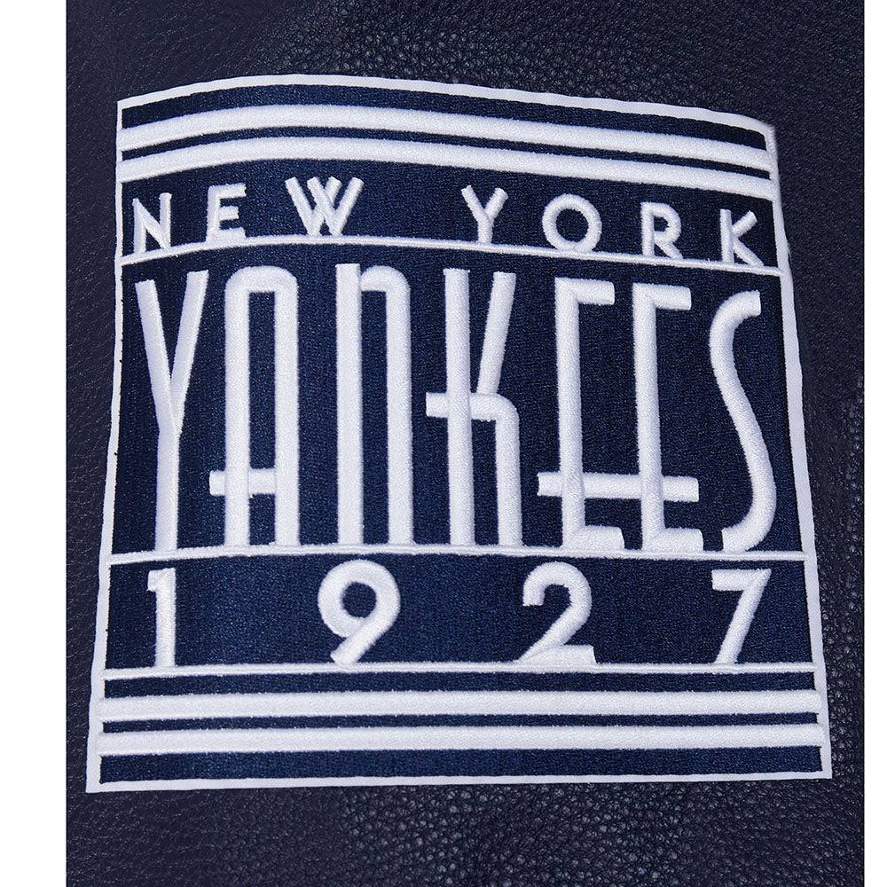 MLB NEW YORK YANKEES RETRO CLASSICS MEN'S RIB WOOL VARSITY JACKET (EGGSHELL/ MIDNIGHT NAVY)