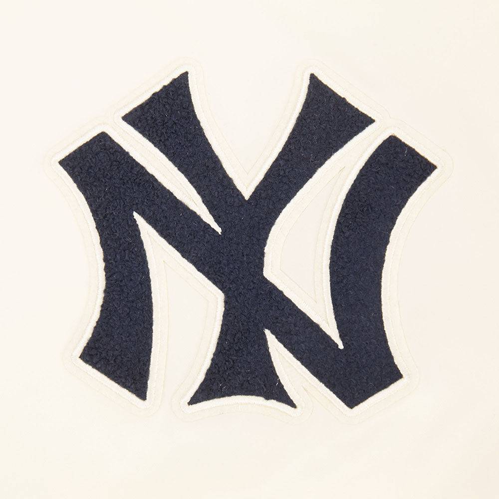 MLB NEW YORK YANKEES RETRO CLASSICS MEN'S RIB WOOL VARSITY JACKET (EGGSHELL/ MIDNIGHT NAVY)