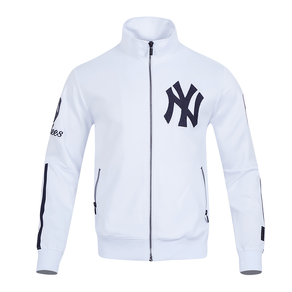 MLB NEW YORK YANKEES CLASSIC MEN'S DOUBLE KNIT TRACK JACKET (WHITE/MIDNIGHT NAVY)