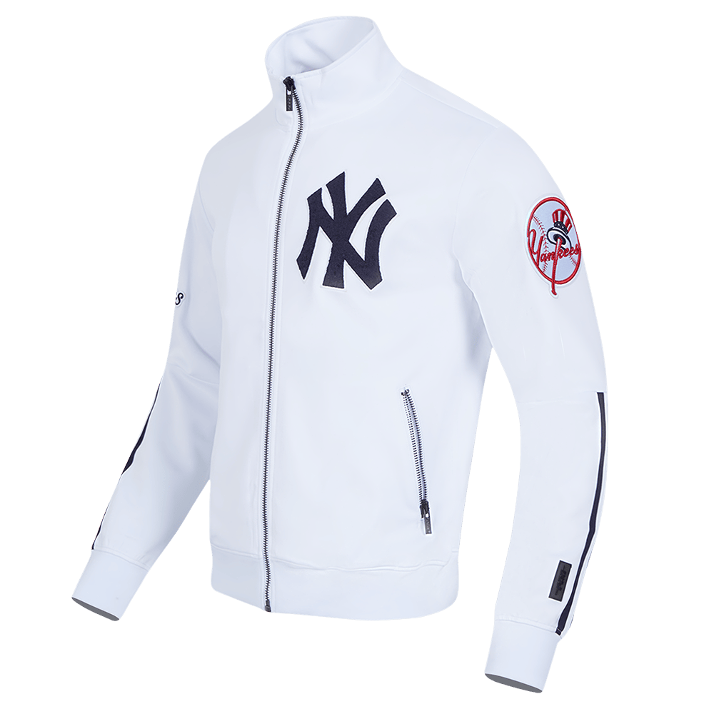MLB NEW YORK YANKEES CLASSIC MEN'S DOUBLE KNIT TRACK JACKET (WHITE/MIDNIGHT NAVY)