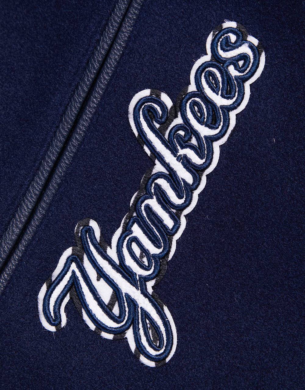MLB NEW YORK YANKEES ANIMAL PRINT MEN'S WOOL VARSITY JACKET (MIDNIGHT NAVY)