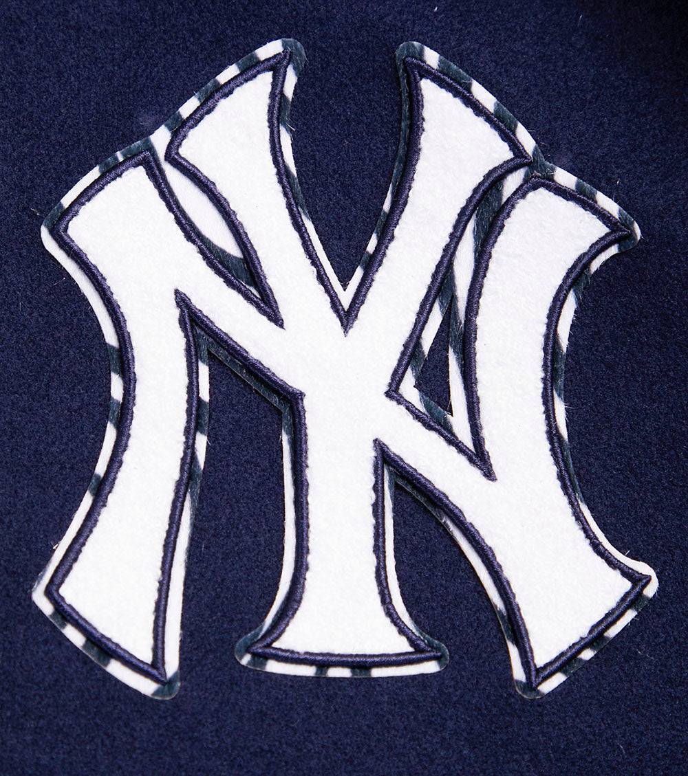 MLB NEW YORK YANKEES ANIMAL PRINT MEN'S WOOL VARSITY JACKET (MIDNIGHT NAVY)