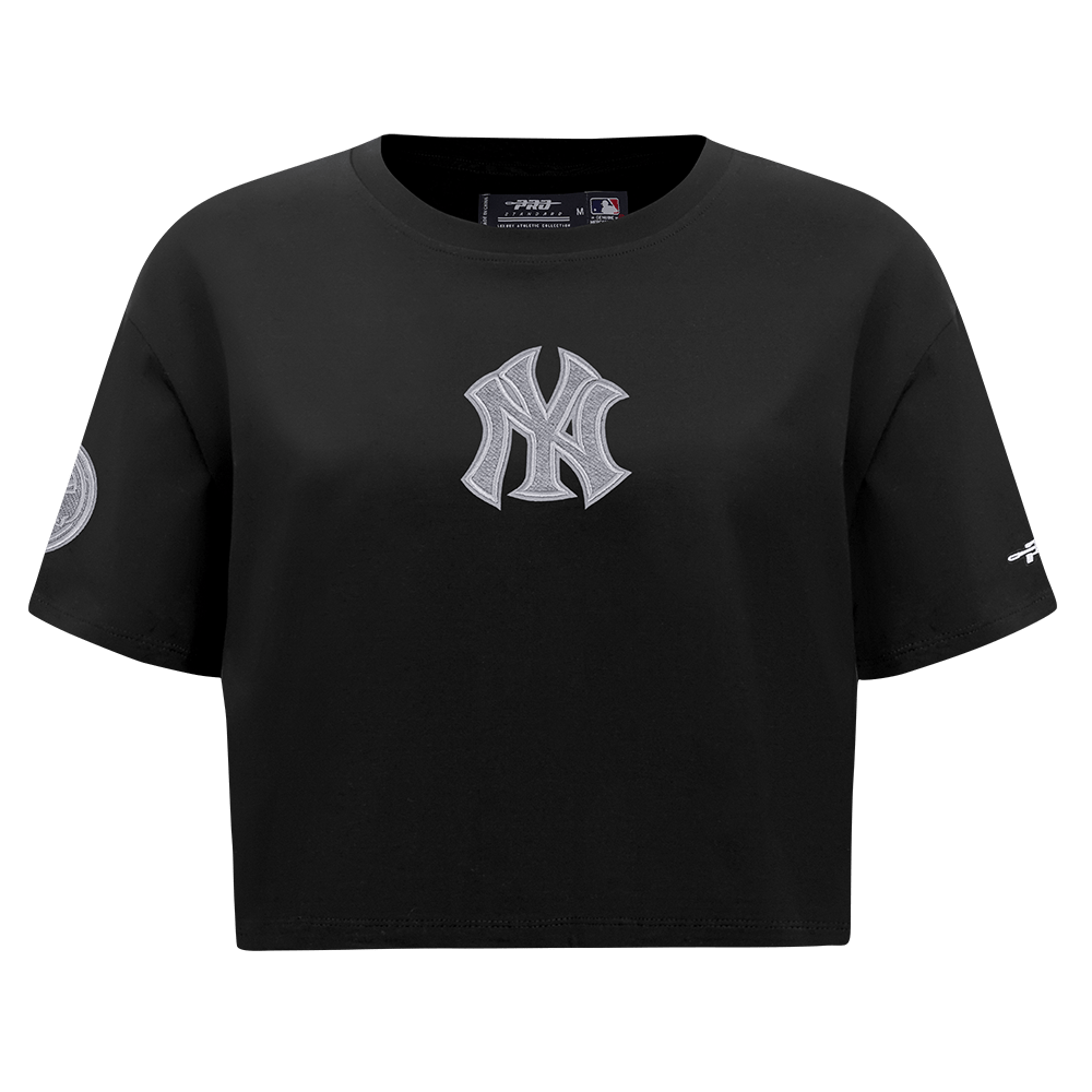 MLB NEW YORK YANKEES REVERSE FRENCH TERRY WOMEN'S SINGLE JERSEY BOXY TOP (BLACK)
