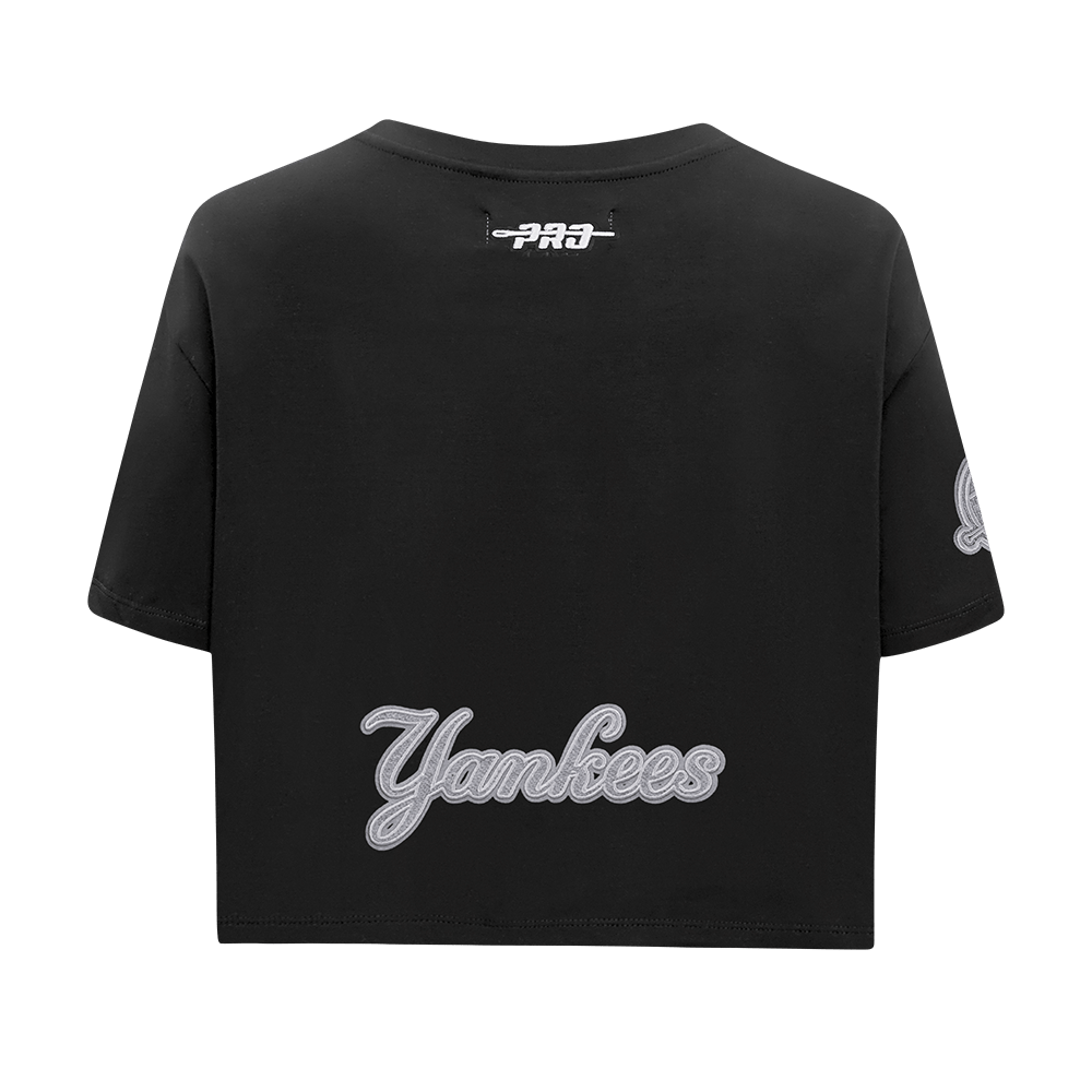 MLB NEW YORK YANKEES REVERSE FRENCH TERRY WOMEN'S SINGLE JERSEY BOXY TOP (BLACK)