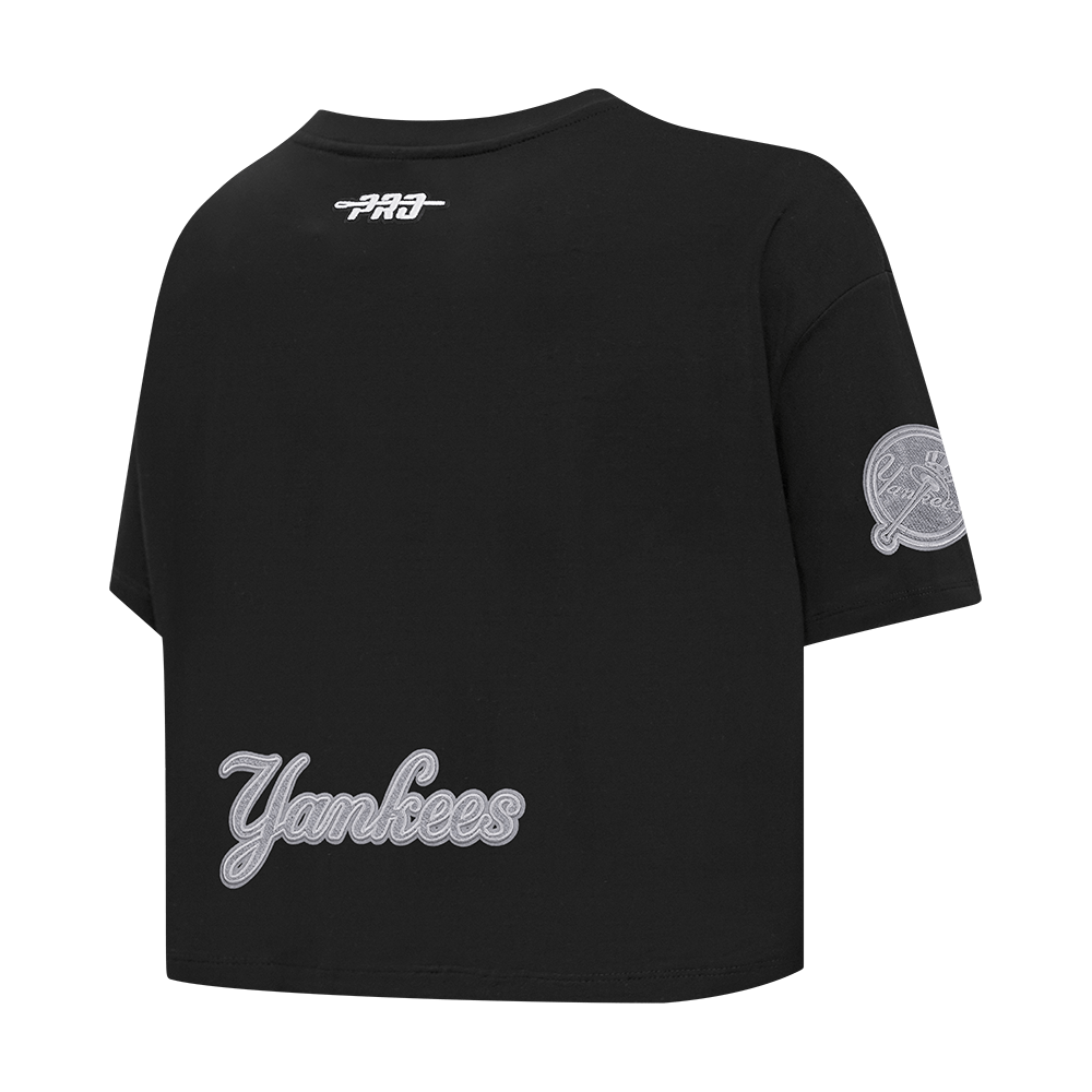 MLB NEW YORK YANKEES REVERSE FRENCH TERRY WOMEN'S SINGLE JERSEY BOXY TOP (BLACK)