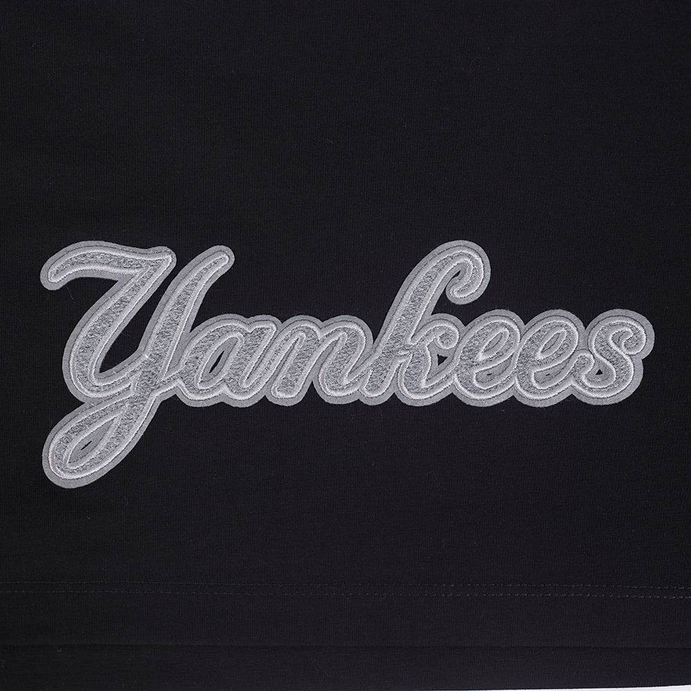 MLB NEW YORK YANKEES REVERSE FRENCH TERRY WOMEN'S SINGLE JERSEY BOXY TOP (BLACK)