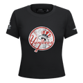 MLB NEW YORK YANKEES REBEL ATHLETICS WOMEN'S BABY DOLL TEE (BLACK)
