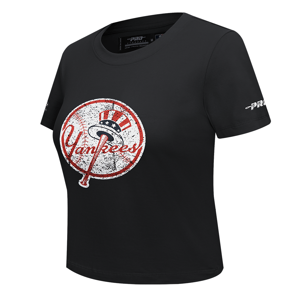 MLB NEW YORK YANKEES REBEL ATHLETICS WOMEN'S BABY DOLL TEE (BLACK)