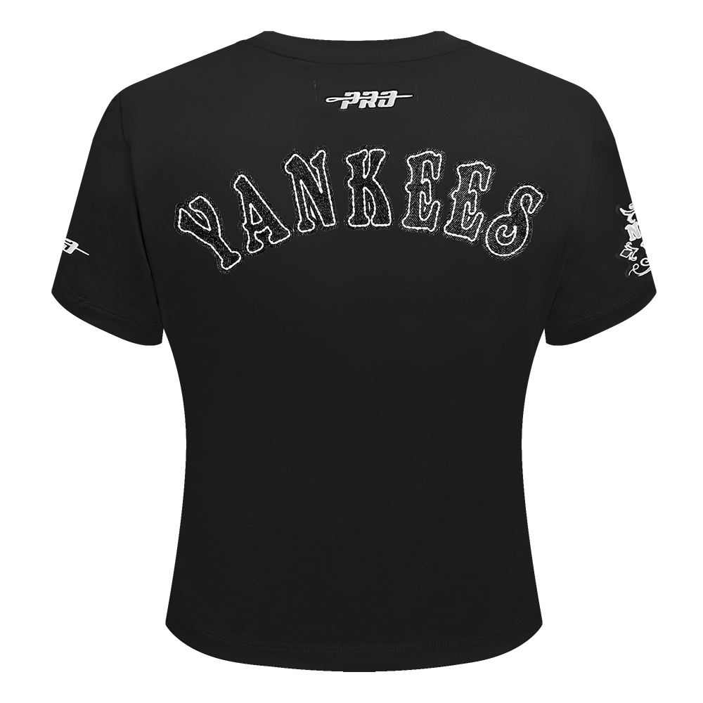 MLB NEW YORK YANKEES REBEL ATHLETICS WOMEN'S BABY DOLL TEE (BLACK)