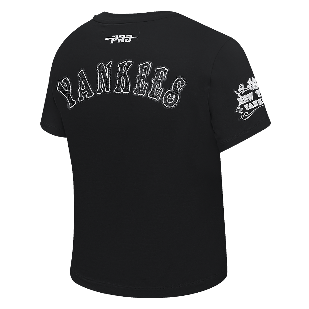 MLB NEW YORK YANKEES REBEL ATHLETICS WOMEN'S BABY DOLL TEE (BLACK)