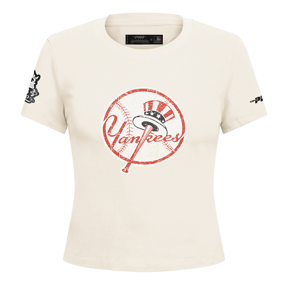 MLB NEW YORK YANKEES REBEL ATHLETICS WOMEN'S BABY DOLL TEE (EGGSHELL)