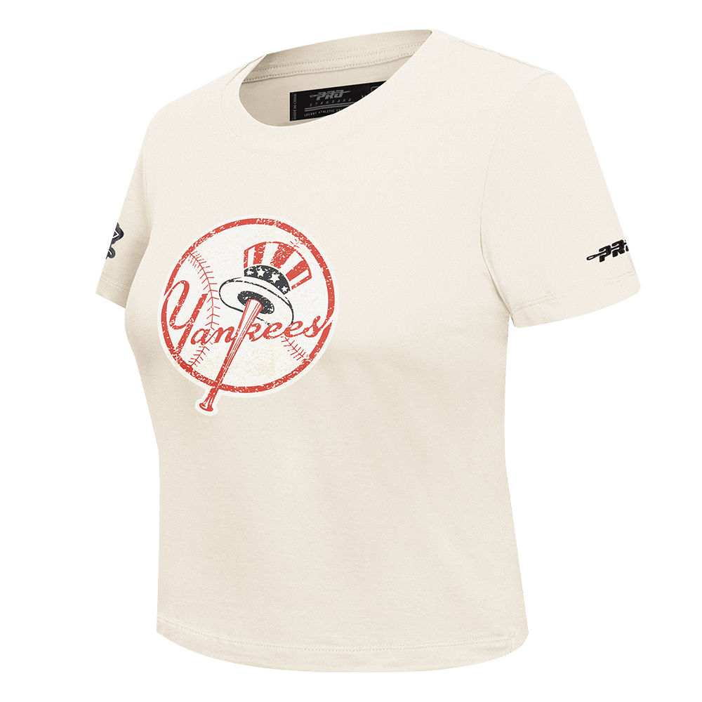 MLB NEW YORK YANKEES REBEL ATHLETICS WOMEN'S BABY DOLL TEE (EGGSHELL)