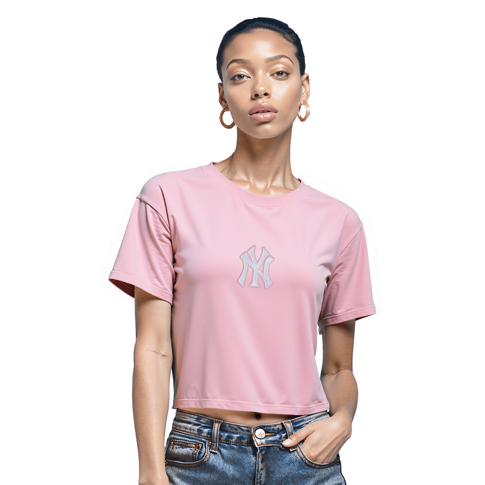 MLB NEW YORK YANKEES WINGSPAN WOMEN'S SJ BOXY TEE (PINK)
