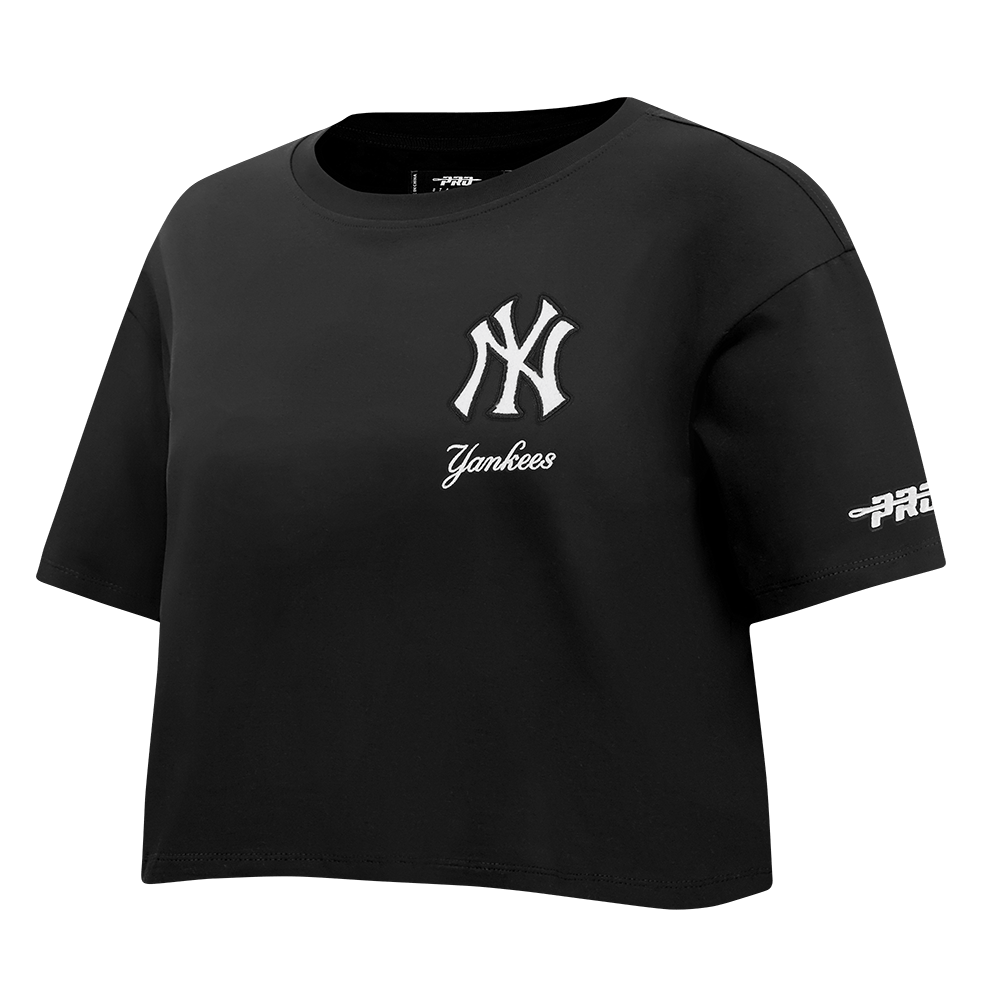 MLB NEW YORK YANKEES CLASSIC CHENILLE WOMEN'S SJ BOXY TOP (BLACK)