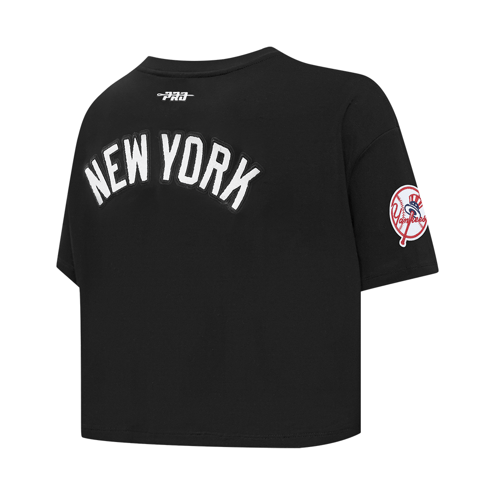 MLB NEW YORK YANKEES CLASSIC CHENILLE WOMEN'S SJ BOXY TOP (BLACK)