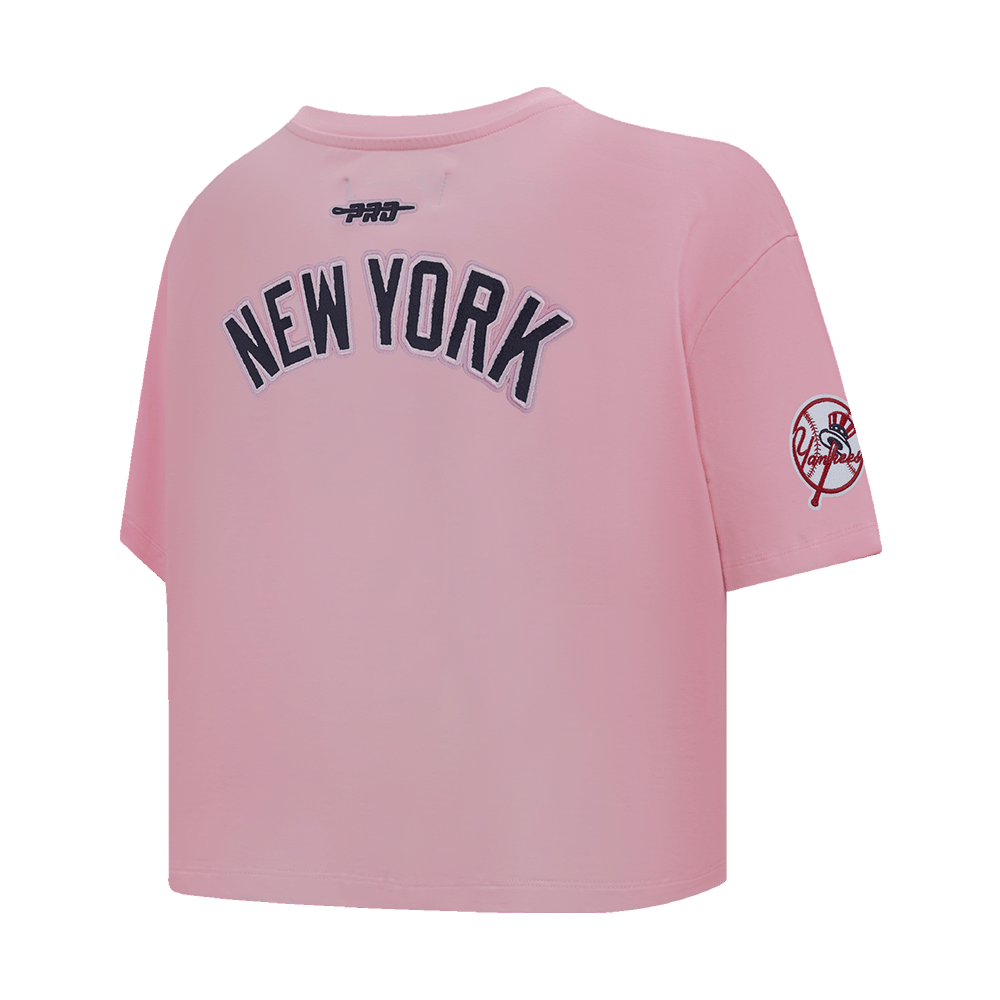MLB NEW YORK YANKEES CLASSIC CHENILLE WOMEN'S SJ BOXY TOP (PINK)