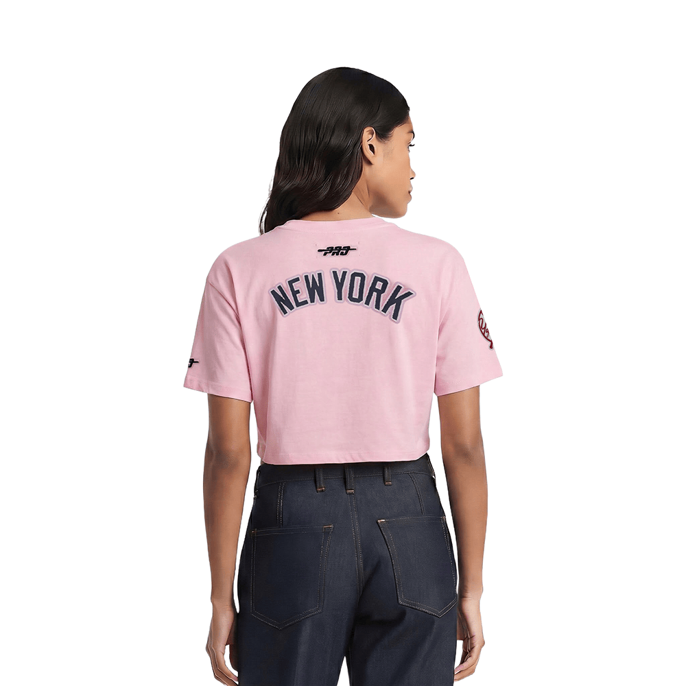 MLB NEW YORK YANKEES CLASSIC CHENILLE WOMEN'S SJ BOXY TOP (PINK)