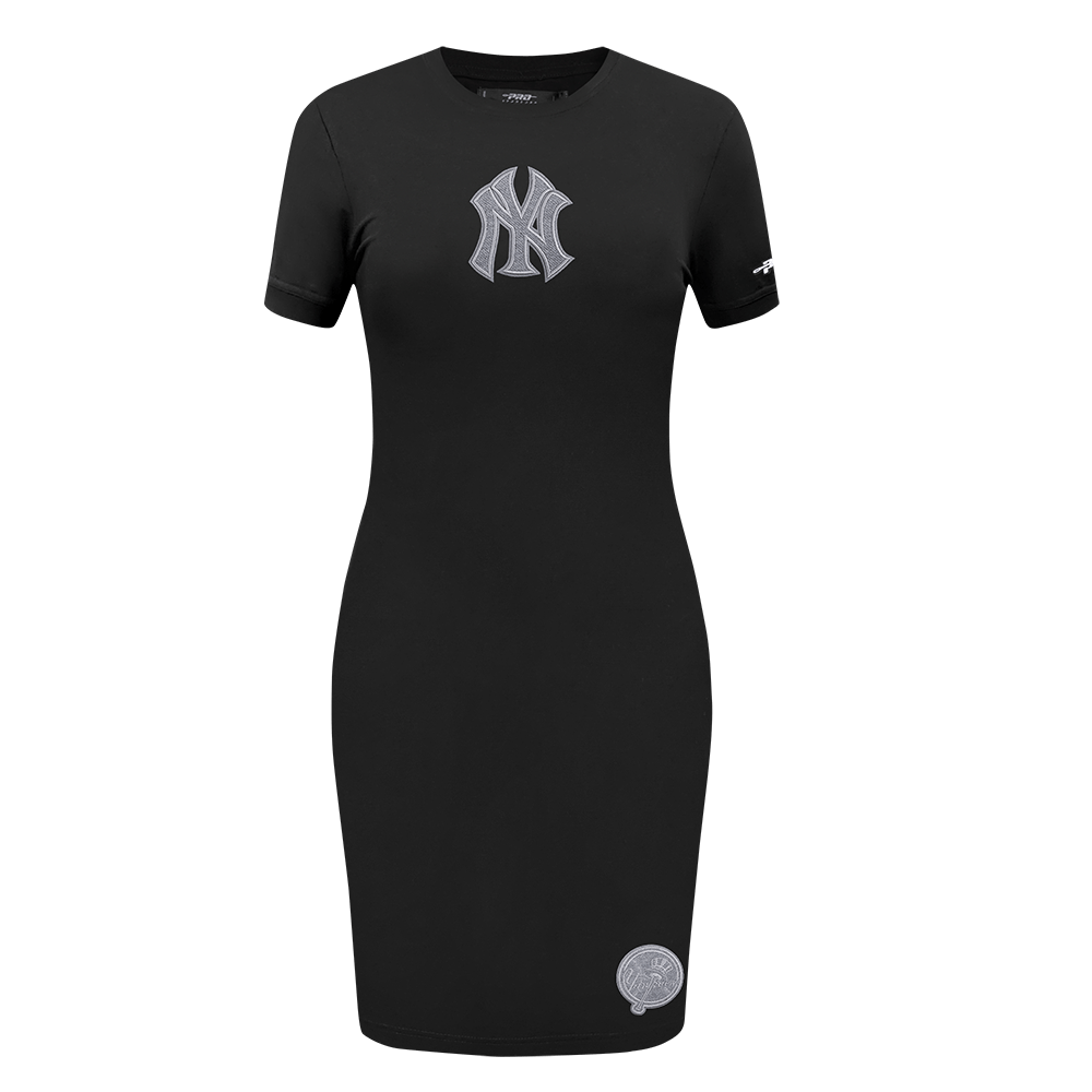 VESTIDO AJUSTADO DE MUJER MLB NEW YORK YANKEES DE TELA TERRY FRANCESA INVERTIDA (NEGRO)
