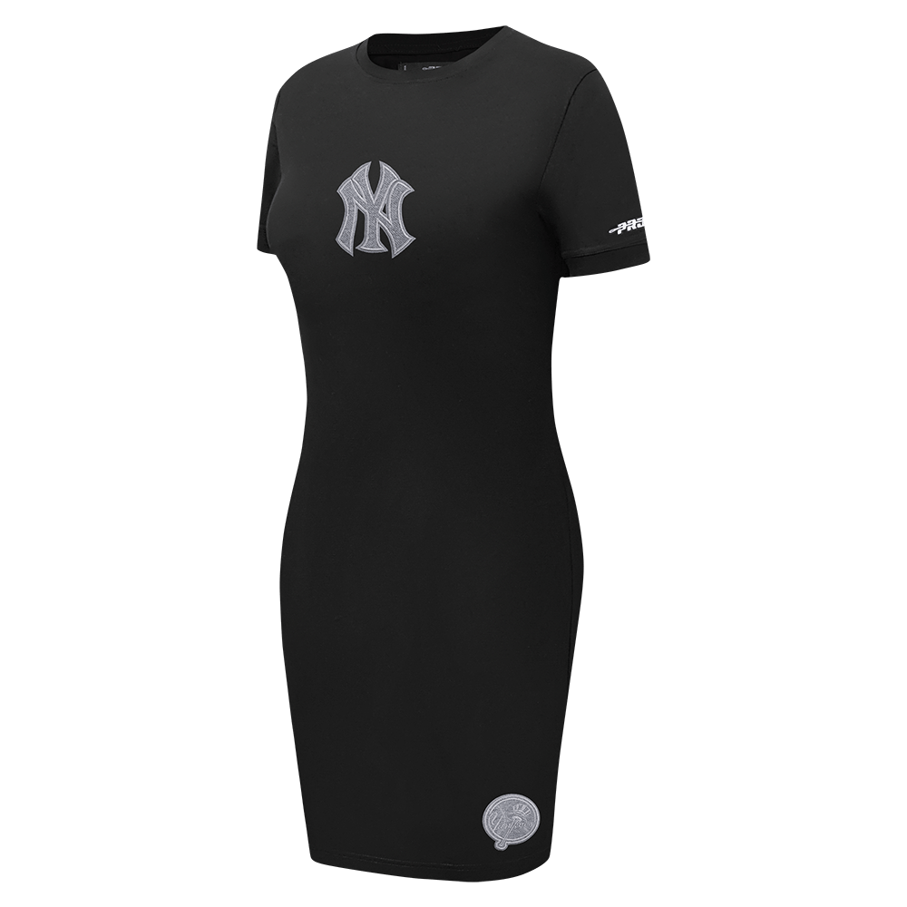 VESTIDO AJUSTADO DE MUJER MLB NEW YORK YANKEES DE TELA TERRY FRANCESA INVERTIDA (NEGRO)