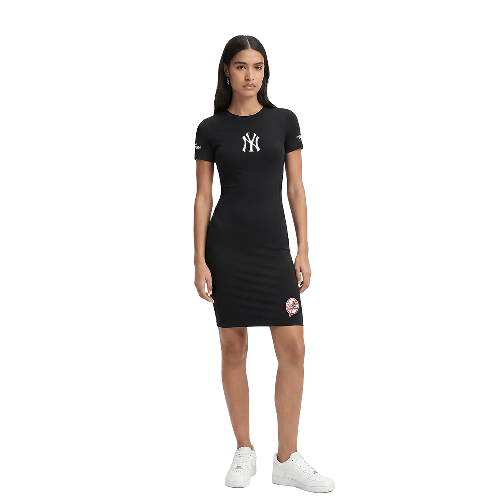 MLB NEW YORK YANKEES CLASSIC CHENILLE WOMEN'S BODYCON DRESS (BLACK)