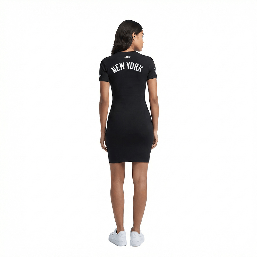 MLB NEW YORK YANKEES CLASSIC CHENILLE WOMEN'S BODYCON DRESS (BLACK)