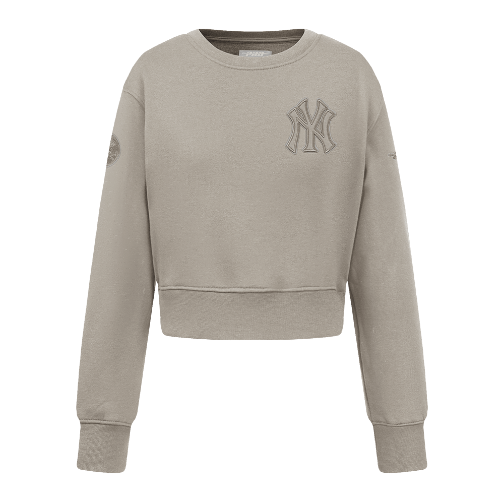 MLB NEW YORK YANKEES NEUTRAL BIG GIRLS FLEECE CREWNECK (TAUPE)