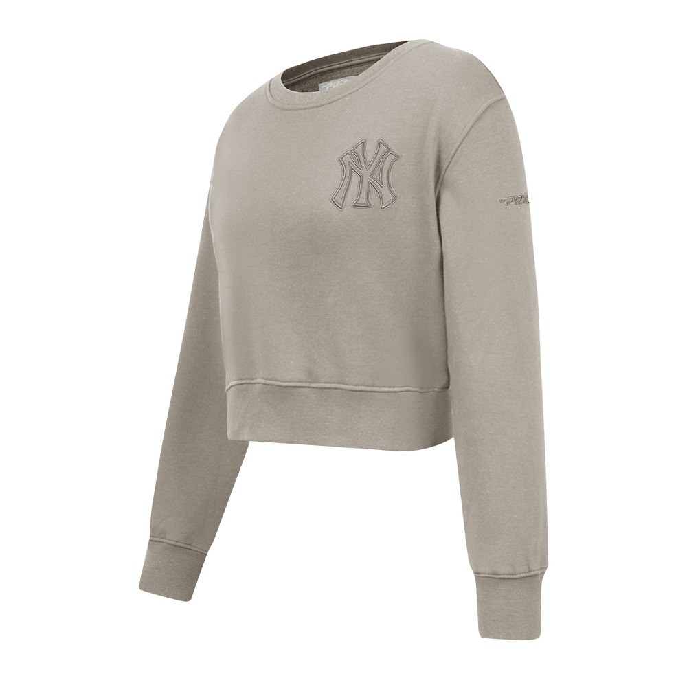 MLB NEW YORK YANKEES NEUTRAL BIG GIRLS FLEECE CREWNECK (TAUPE)