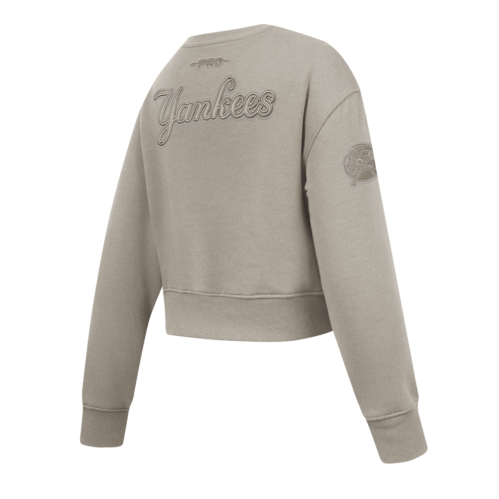 MLB NEW YORK YANKEES NEUTRAL BIG GIRLS FLEECE CREWNECK (TAUPE)