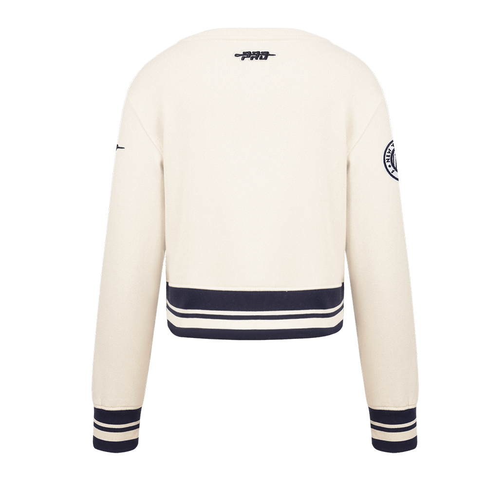 MLB NEW YORK YANKEES RETRO CLASSIC BIG GIRLS RIB FLEECE CREWNECK (EGGSHELL/ MIDNIGHT NAVY)
