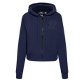 MLB NEW YORK YANKEES SUDADERA CON CAPUCHA DE DOBLE PUNTO CON CREMALLERA COMPLETA TRIPLE TONAL PARA MUJER (AZUL MARINO NOCHE)
