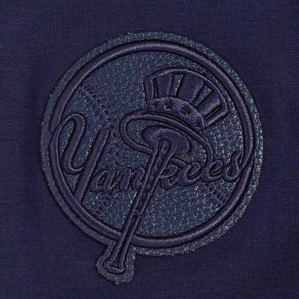 MLB NEW YORK YANKEES SUDADERA CON CAPUCHA DE DOBLE PUNTO CON CREMALLERA COMPLETA TRIPLE TONAL PARA MUJER (AZUL MARINO NOCHE)