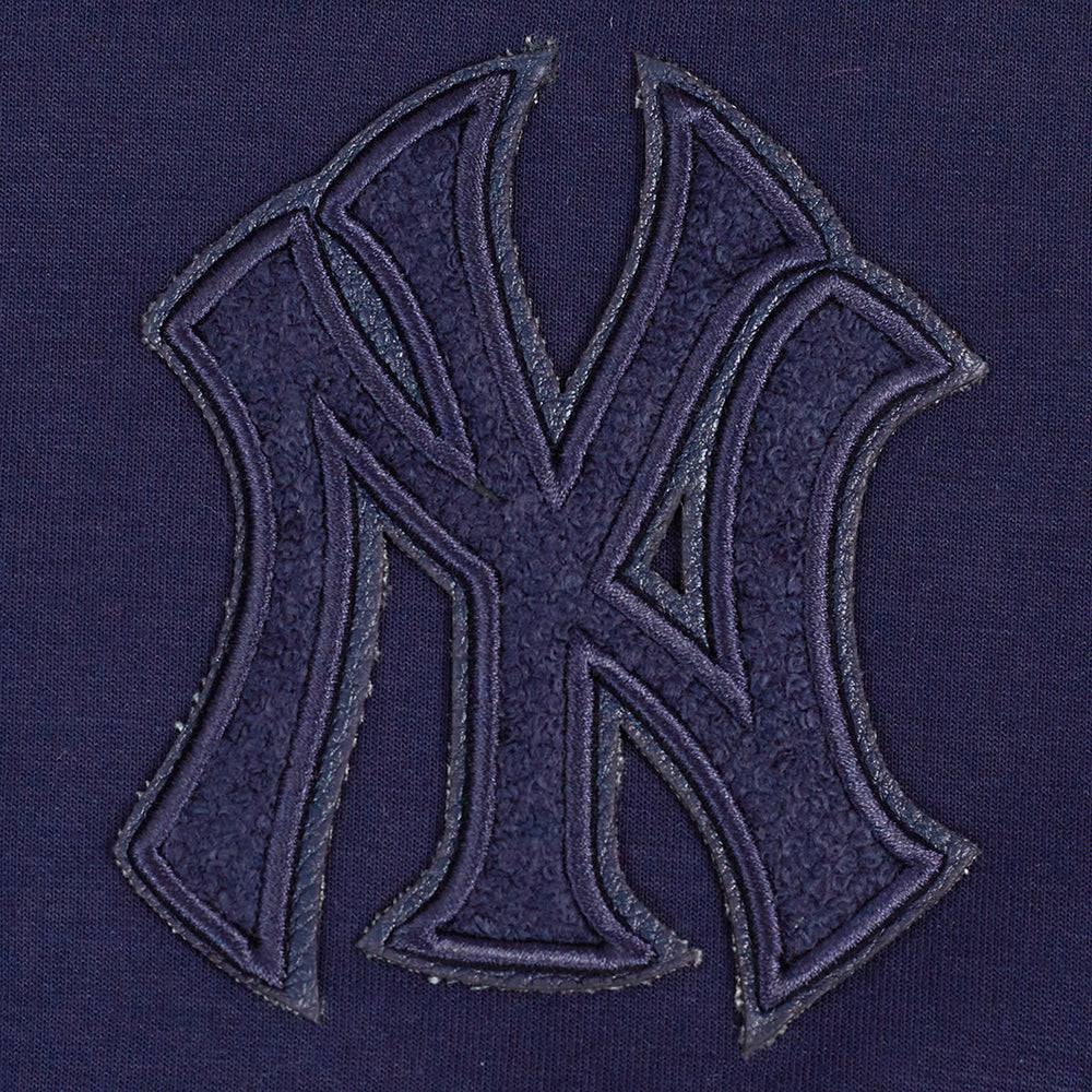 MLB NEW YORK YANKEES SUDADERA CON CAPUCHA DE DOBLE PUNTO CON CREMALLERA COMPLETA TRIPLE TONAL PARA MUJER (AZUL MARINO NOCHE)