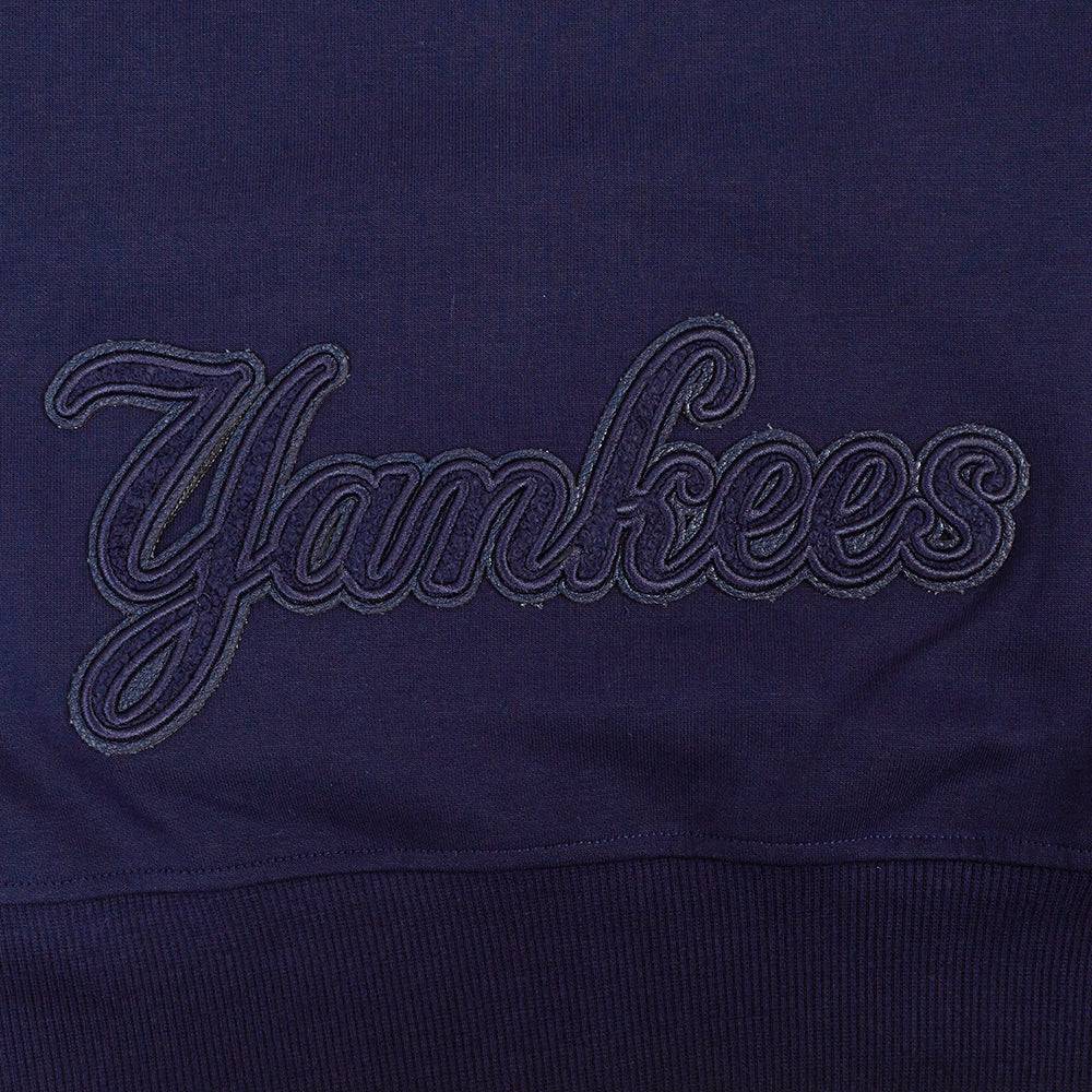 MLB NEW YORK YANKEES SUDADERA CON CAPUCHA DE DOBLE PUNTO CON CREMALLERA COMPLETA TRIPLE TONAL PARA MUJER (AZUL MARINO NOCHE)