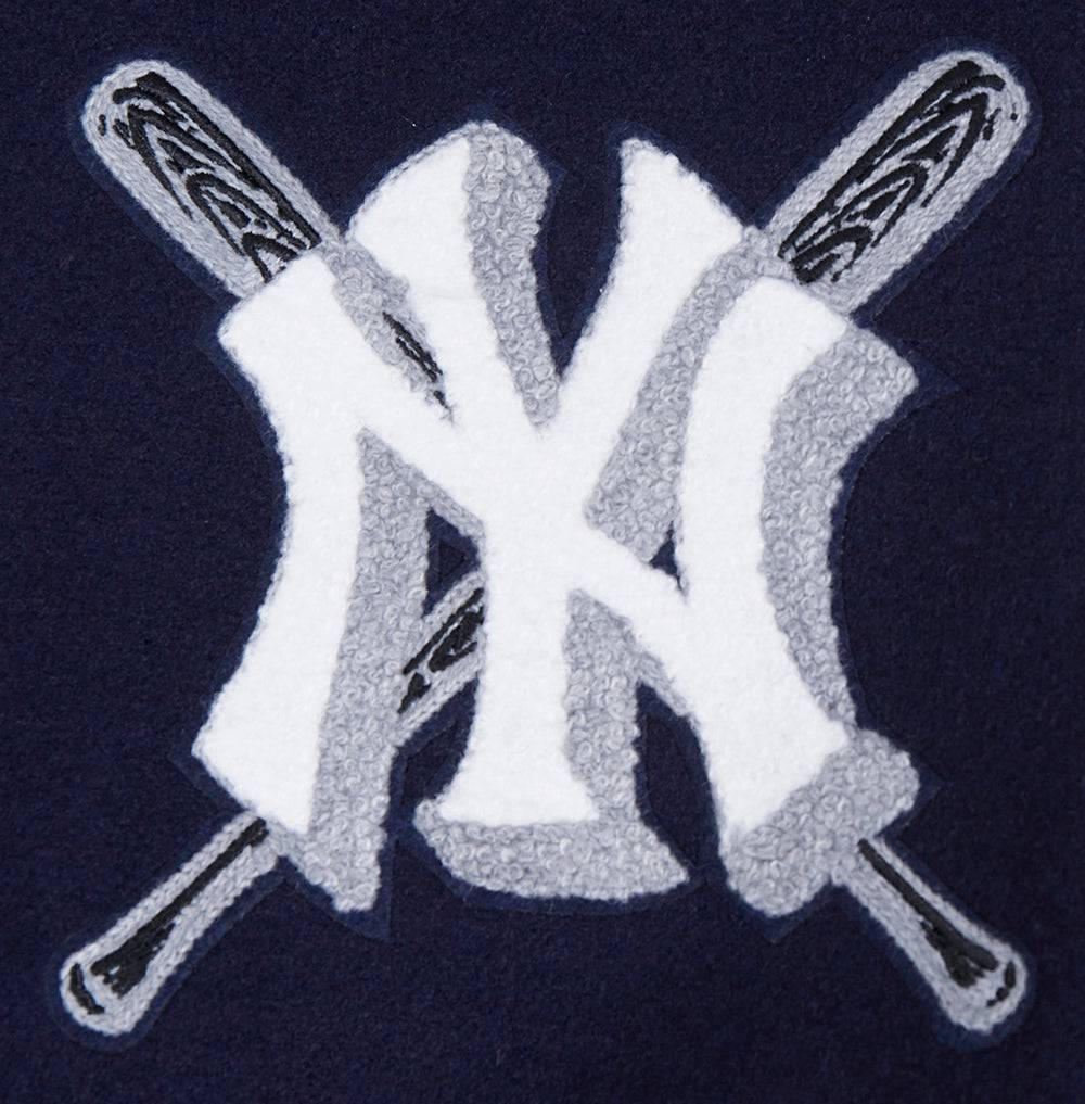 MLB NEW YORK YANKEES MASHUP WOMEN'S RIB WOOL VARSITY JACKET (MIDNIGHT NAVY/WHITE)