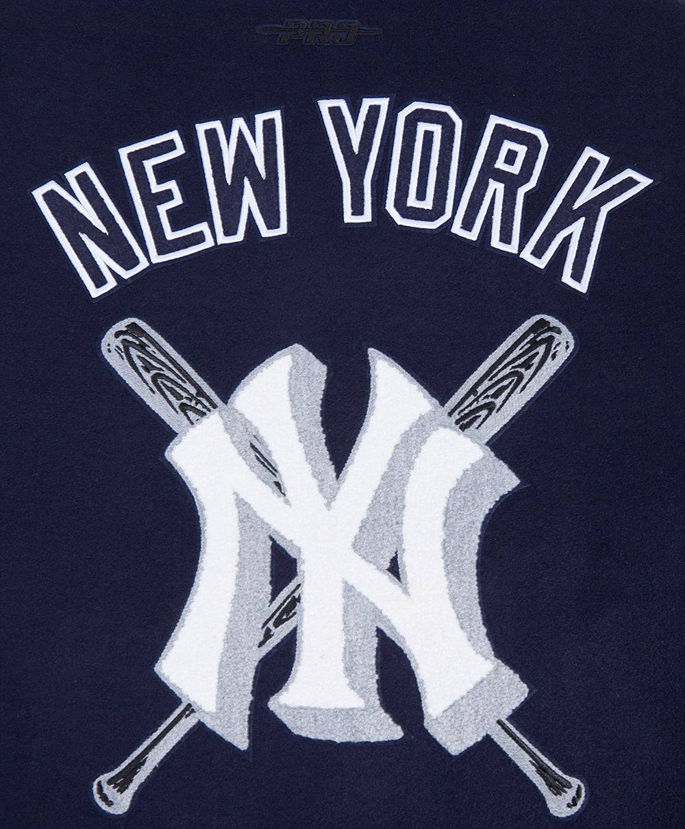 MLB NEW YORK YANKEES MASHUP WOMEN'S RIB WOOL VARSITY JACKET (MIDNIGHT NAVY/WHITE)