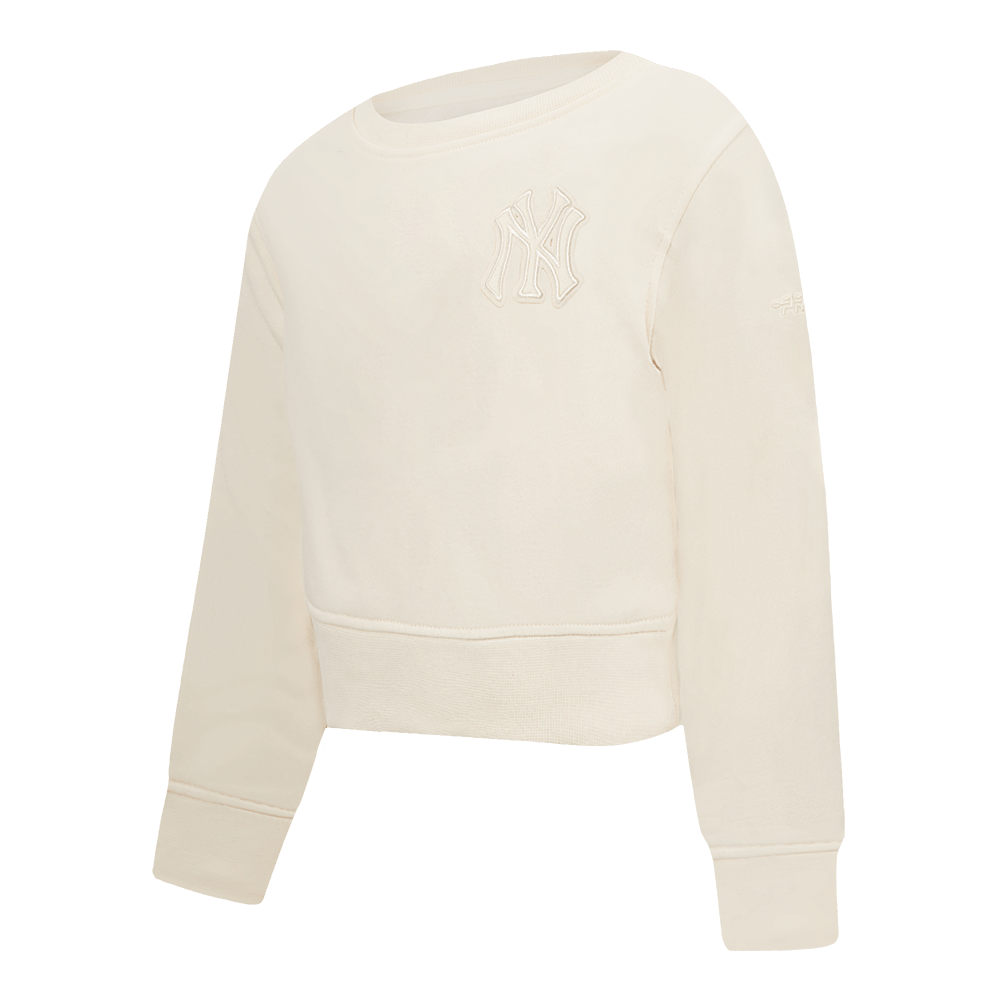 MLB NEW YORK YANKEES NEUTRAL LITTLE GIRLS FLEECE CREWNECK (EGGSHELL)